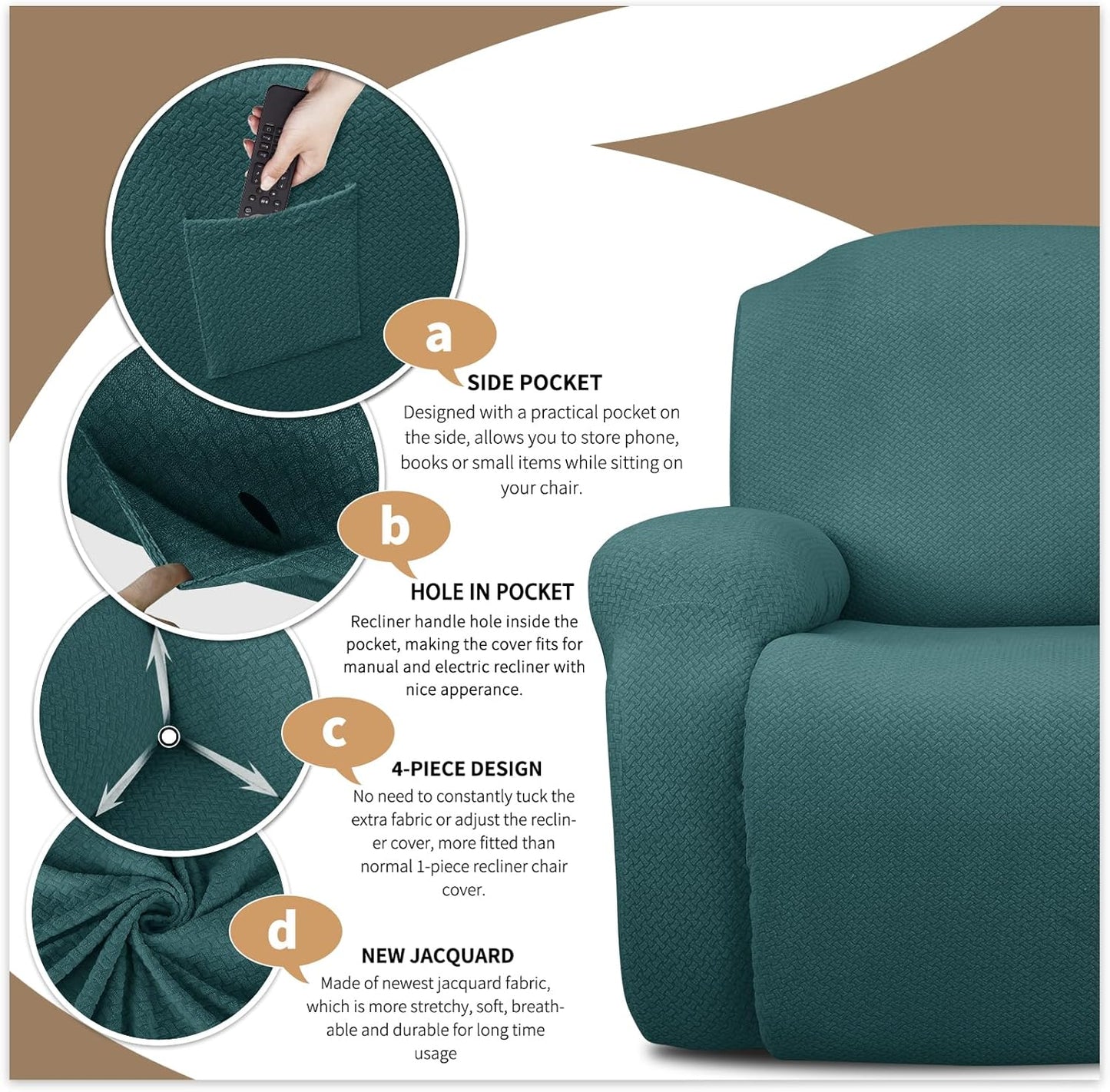 BowLift | Stretch Recliner Chair Covers 4-Piece Set – CoverMate