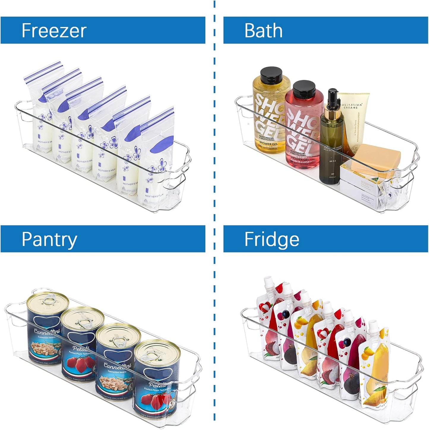 Skanto | Clear Fridge Storage Boxes (4 Pieces) - Coolorganize