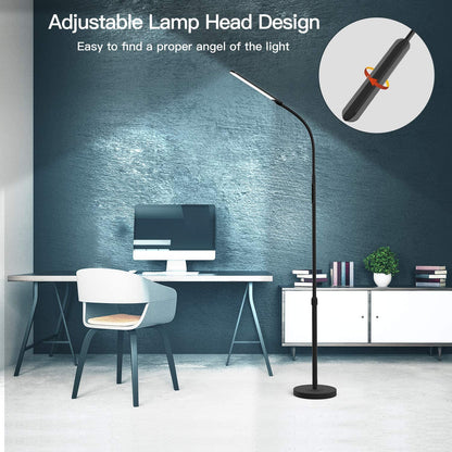 Skanto | Nxone Adjustable LED Floor Lamp, Black, Modern Reading Light with 4 Colors & Stepless Brightness