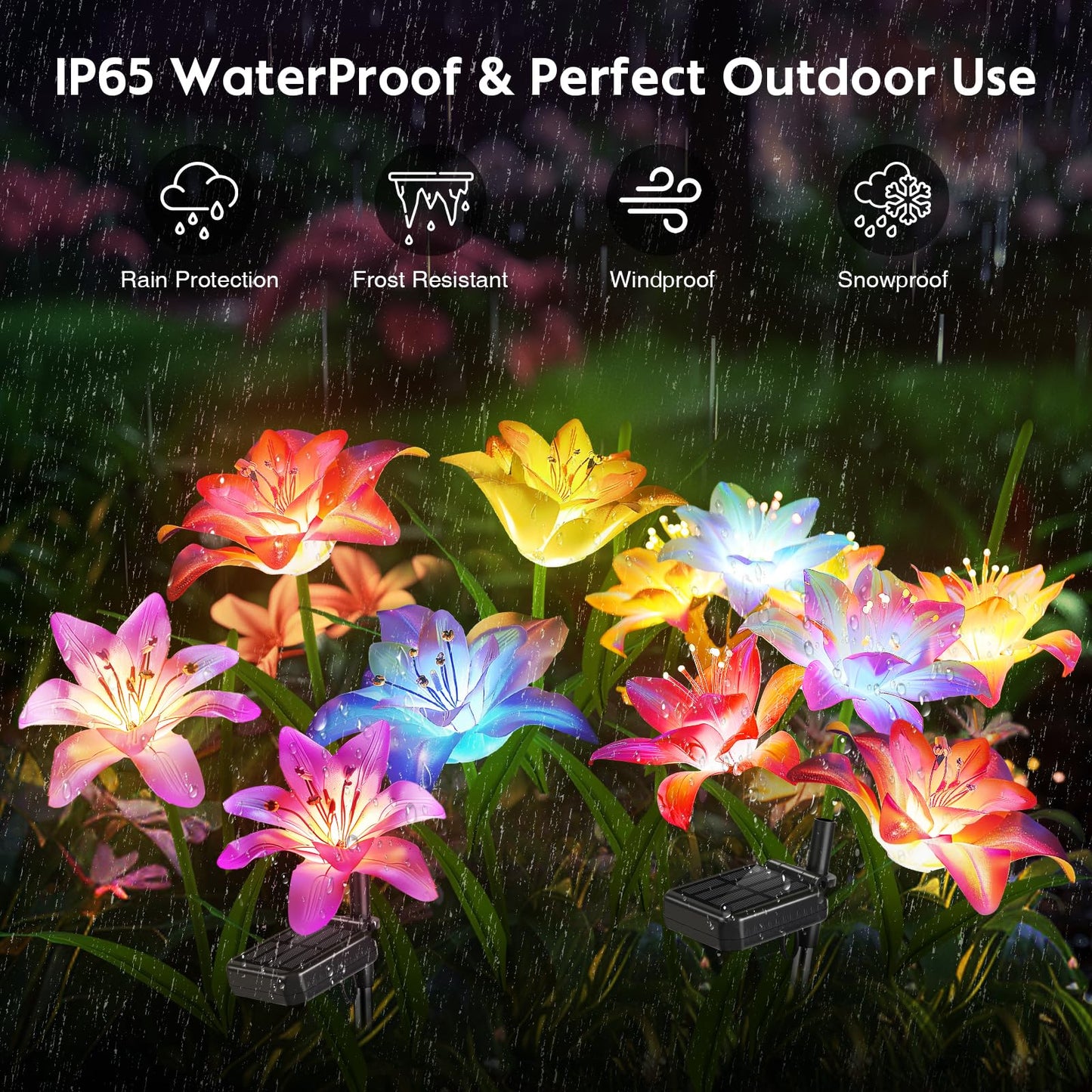 Skanto | Skanto 6 Pack Solar Garden Lights - Waterproof Lily Flowers for Outdoor Garden Decor