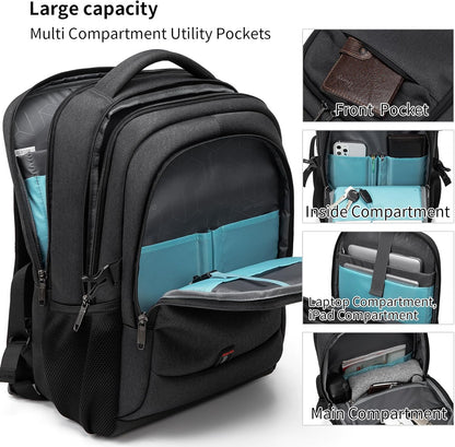 Water-Resistant Travel Laptop Backpack with USB Port & Organised Storage | Bowlift