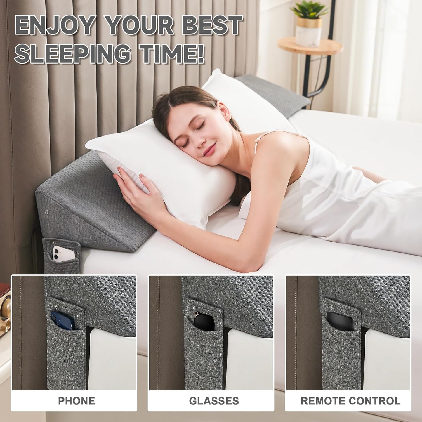 BowLift | Gap Filler Wedge Pillow | Adjustable Height, Compact Design & Ideal for Twin, Queen, King Beds and Sofas