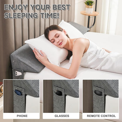 BowLift | Gap Filler Wedge Pillow | Adjustable Height, Compact Design & Ideal for Twin, Queen, King Beds and Sofas