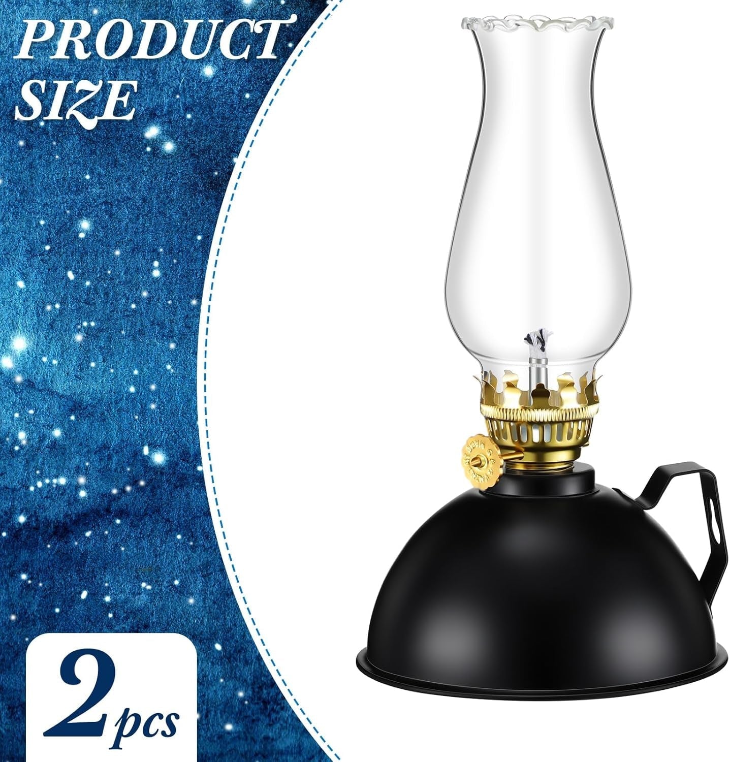 Skanto | Vintage Style Glass & Metal Oil Lamps Set of 2 – Ardin
