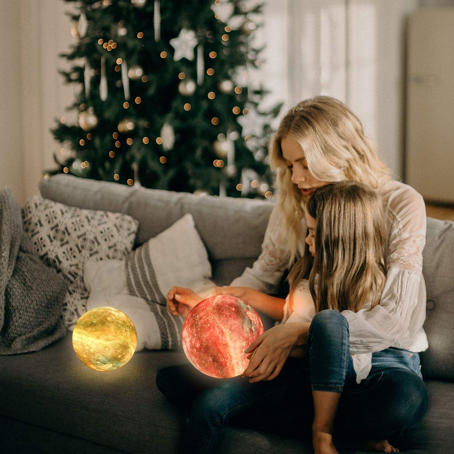 Skanto | Logrotate 7" 3D Moon Lamp - 16 Color LED Night Light with Remote Control, USB Rechargeable, Gift for Kids