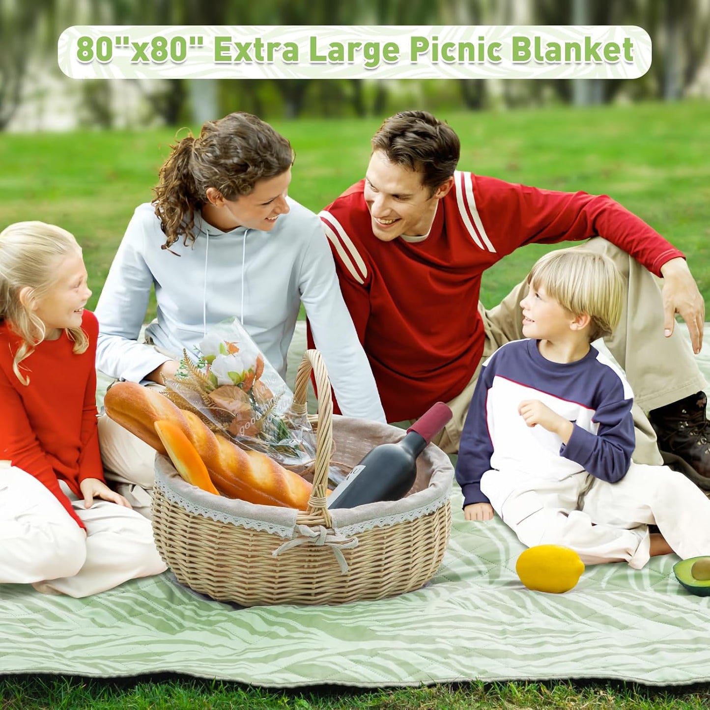 Kalsten | Extra Large Waterproof Picnic Blanket 200 × 200 cm with 3 Layers – MeadowRest