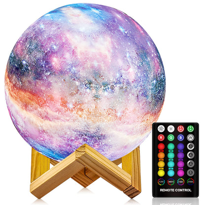 Skanto | Logrotate 7" 3D Moon Lamp - 16 Color LED Night Light with Remote Control, USB Rechargeable, Gift for Kids