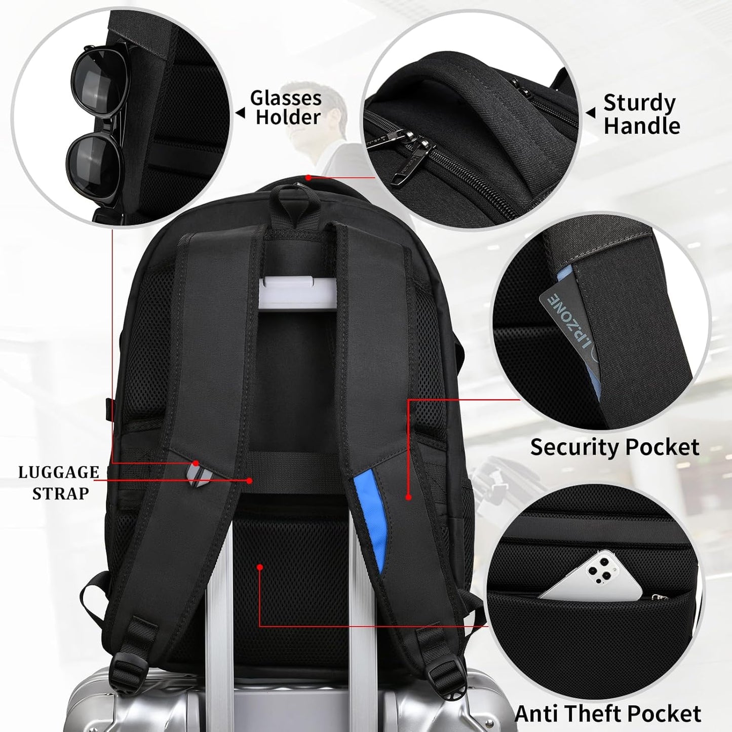 Water-Resistant Travel Laptop Backpack with USB Port & Organised Storage | Bowlift
