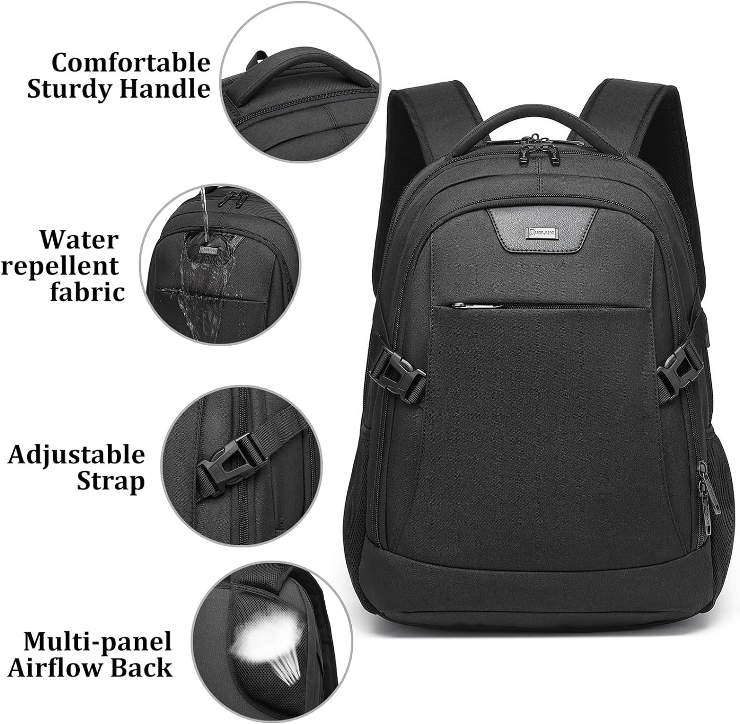 Water-Resistant Travel Laptop Backpack with USB Port & Organised Storage | Bowlift