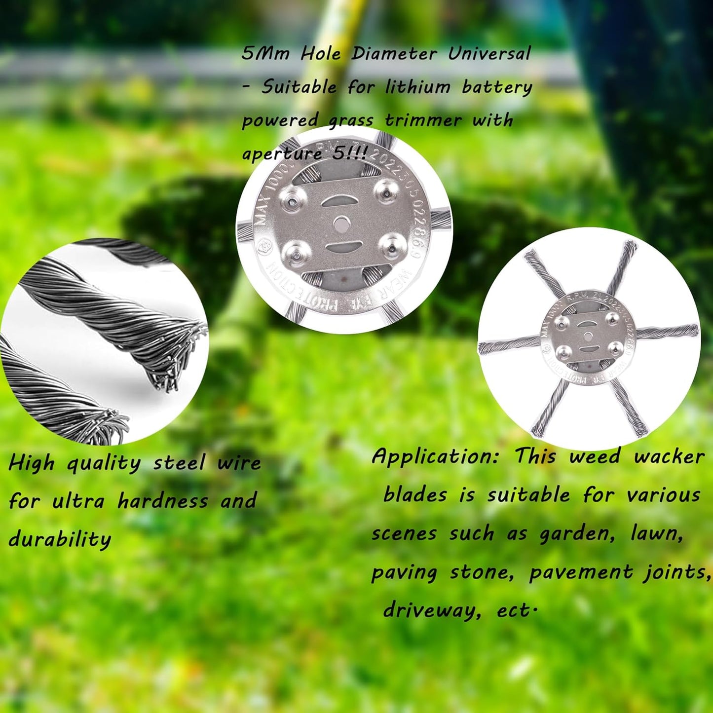 BowLift | 6" Twisted Wire Weed Brush – Steel Trimmer Head for 5 mm Shaft Electric Grass Cutters