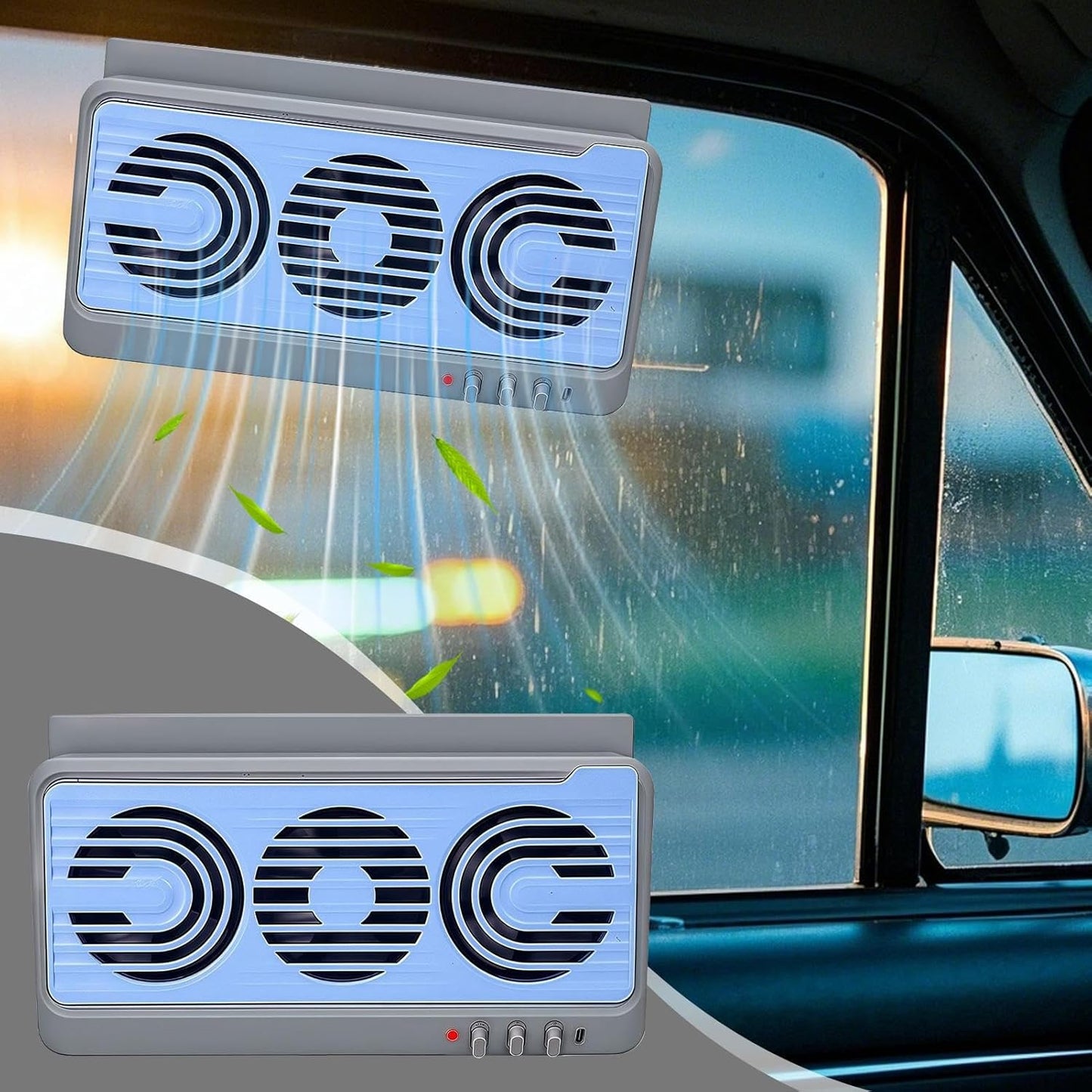 BowLift | Solar Car Window Fan – Dual Duct Ventilation Exhaust & Cooling Accessory – Aurovent