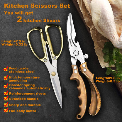 Kitchen Scissors Heavy Duty Kitchen Shears Set 2-Pack, Poultry Shears Heavy Duty Professional