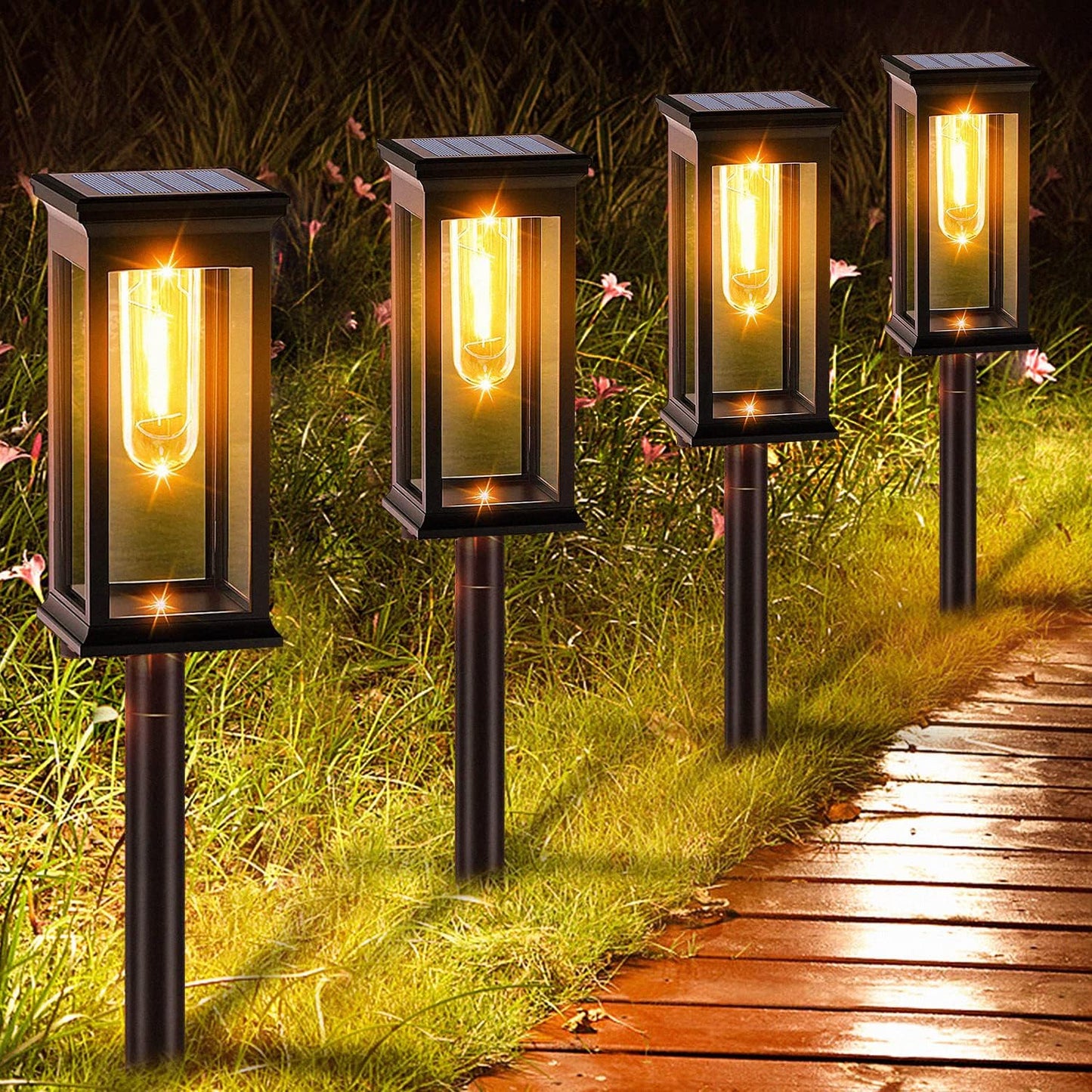 Skanto | Solar Pathway Light | Auto Dusk Sensor | IP65 Waterproof | Warm White LED | 12hr Runtime | Set of 2