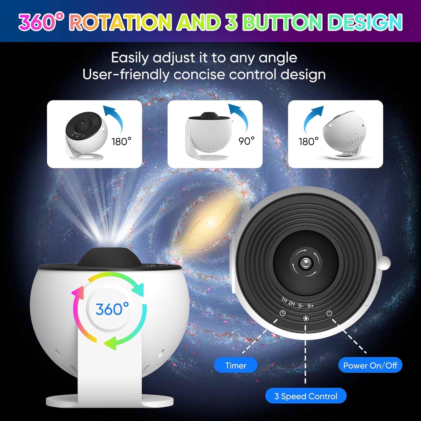 Skanto | Galaxy Projector with 360° Rotation - Amazing Room-Wide Night Sky View