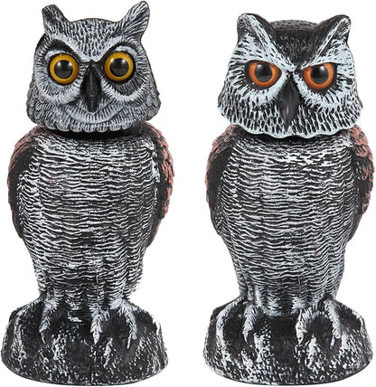 BowLift | Realistic 2-Pack Owl Decoy with Rotating Head – Outdoor Bird & Pest Repellent