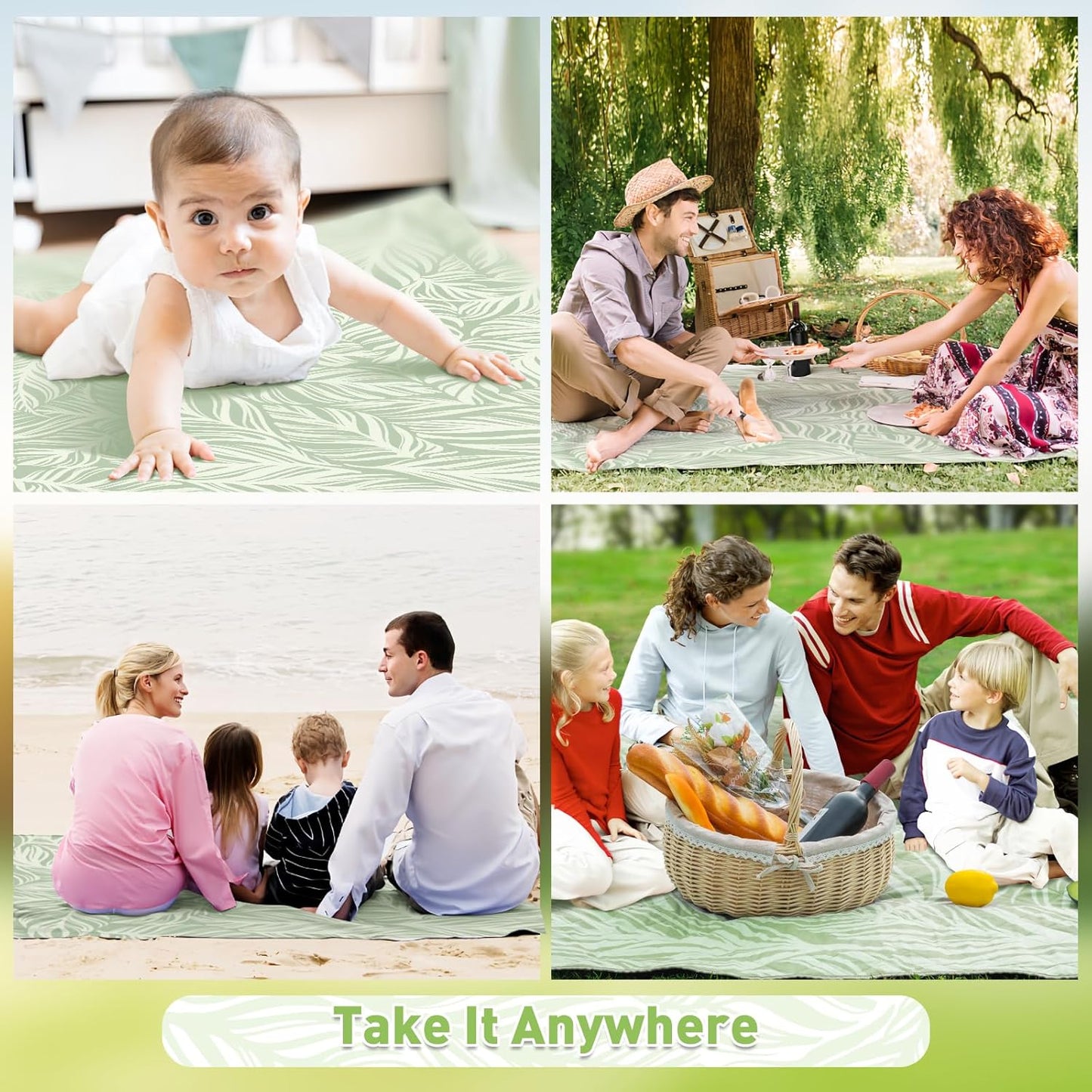 Extra large, waterproof picnic blanket 200 x 200 cm with 3 layers – MeadowRest