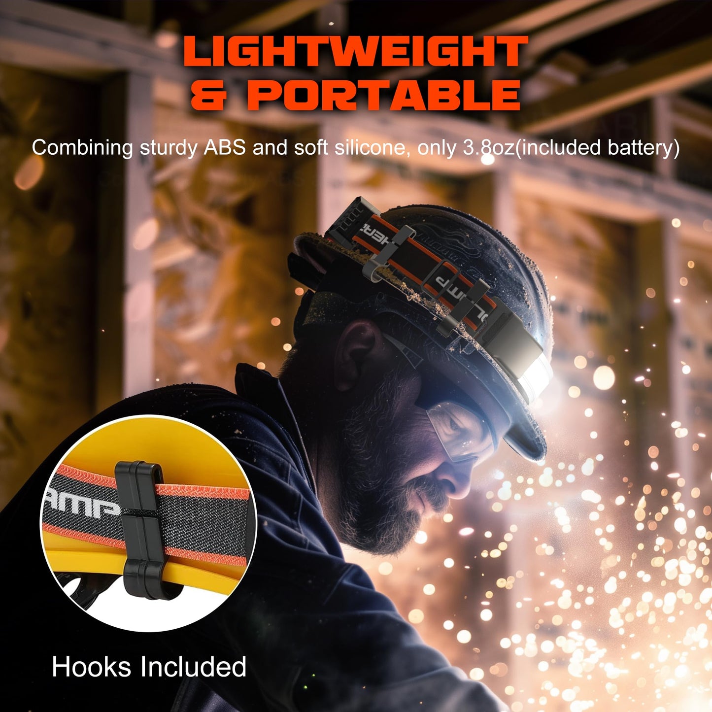 Skanto | Hopedone Rechargeable Headlamp 1000 Lumens, 230° Wide Angle, Waterproof, 2-Pack, Orange