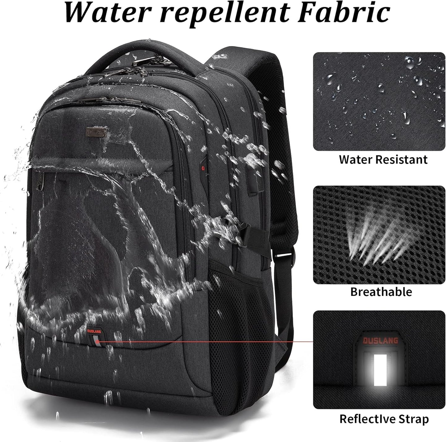 Water-Resistant Travel Laptop Backpack with USB Port & Organised Storage | Bowlift