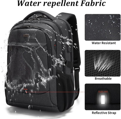 Water-Resistant Travel Laptop Backpack with USB Port & Organised Storage | Bowlift
