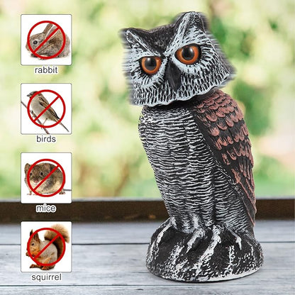 BowLift | Realistic 2-Pack Owl Decoy with Rotating Head – Outdoor Bird & Pest Repellent