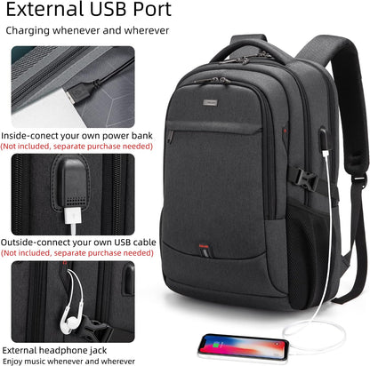 Water-Resistant Travel Laptop Backpack with USB Port & Organised Storage | Bowlift
