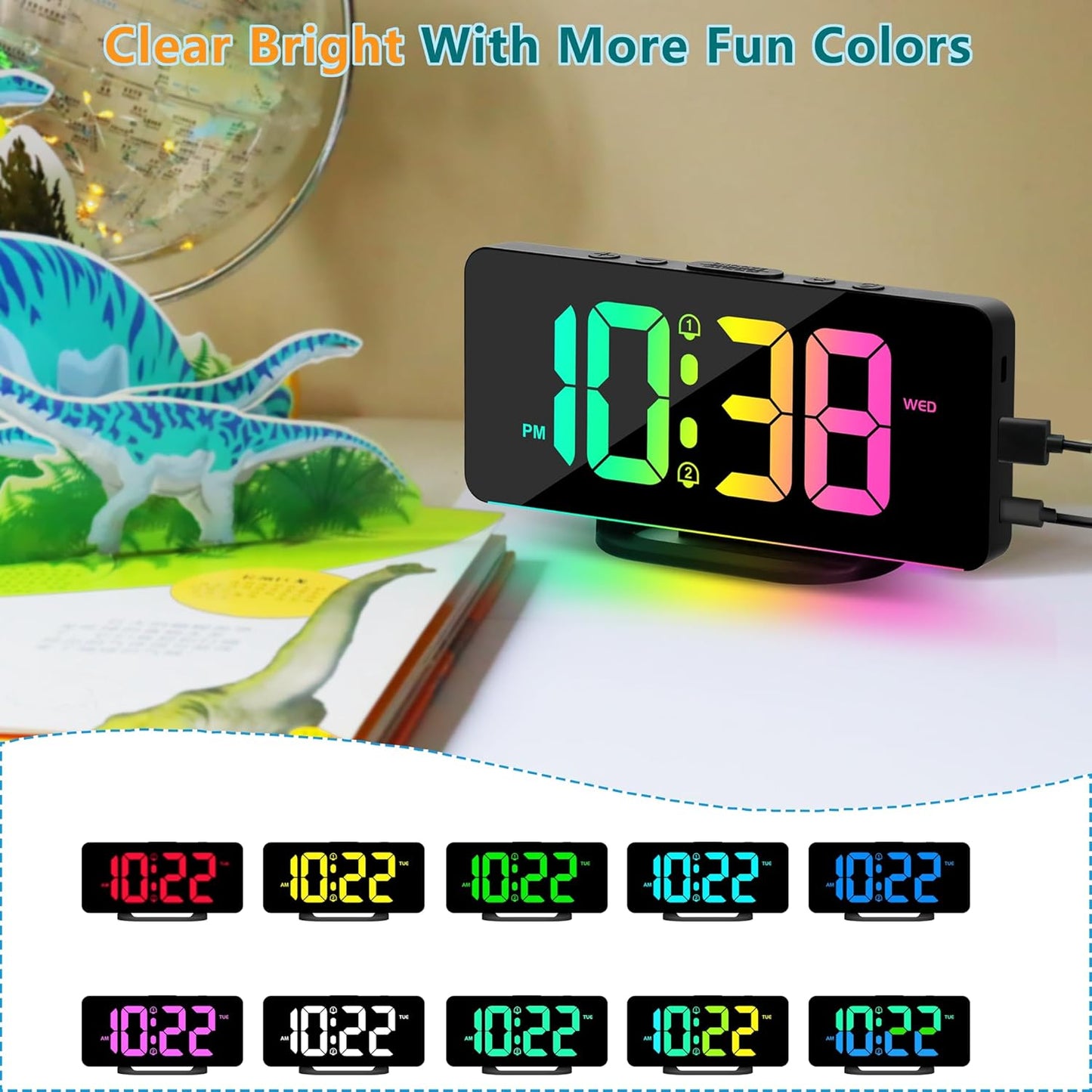 BowLift | 11.5-Inch Digital Calendar Day Clock with 19 Reminders – Claryon