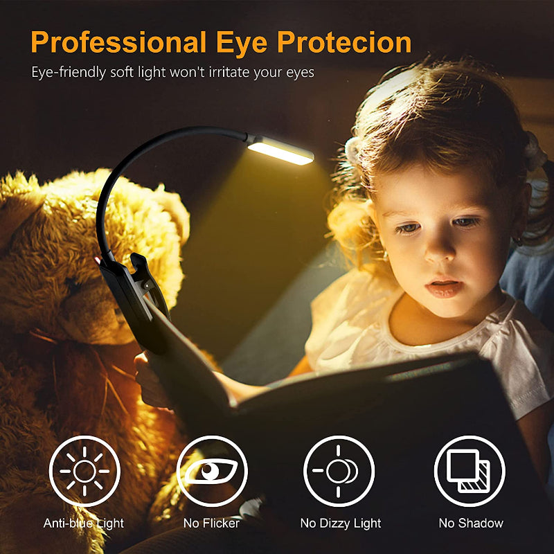 BowLift | Buy 9 LED USB rechargeable reading lamp for reading in bed - eye-friendly, stepless dimmable | Small lightweight clip-on reading lamp