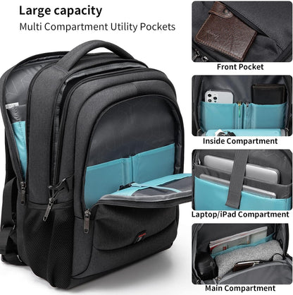 Water-Resistant Travel Laptop Backpack with USB Port & Organised Storage | Bowlift