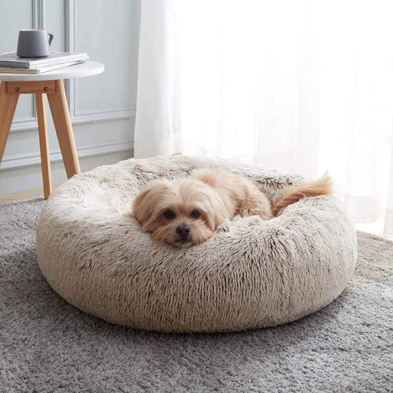 Brehn | Round Plush Calming Donut Dog Bed for Small to Large Dogs