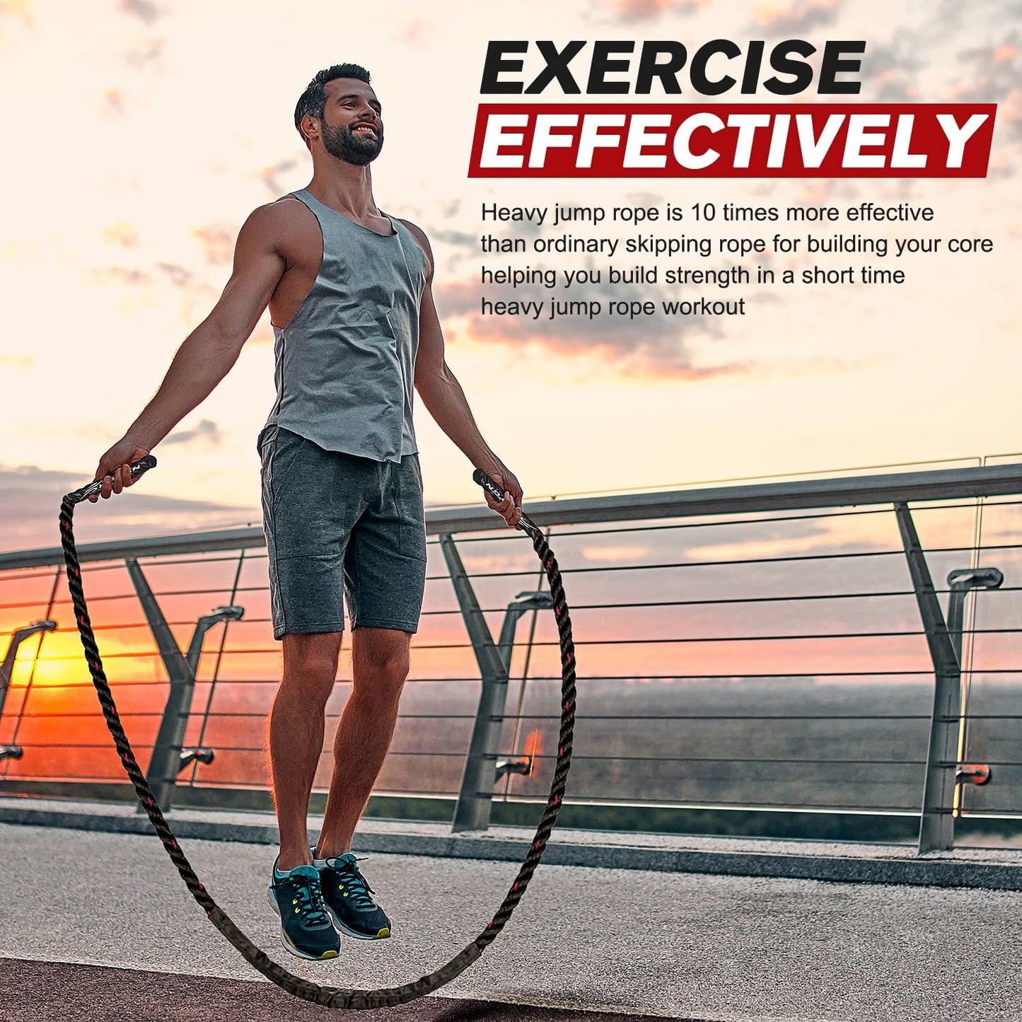 Skanto | PowerJump Adjustable Weighted Jump Rope – Heavy Training Rope