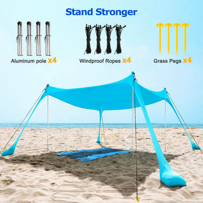 BowLift | UPF50+ Family Beach Tent with Aluminium Poles and Sand Anchors