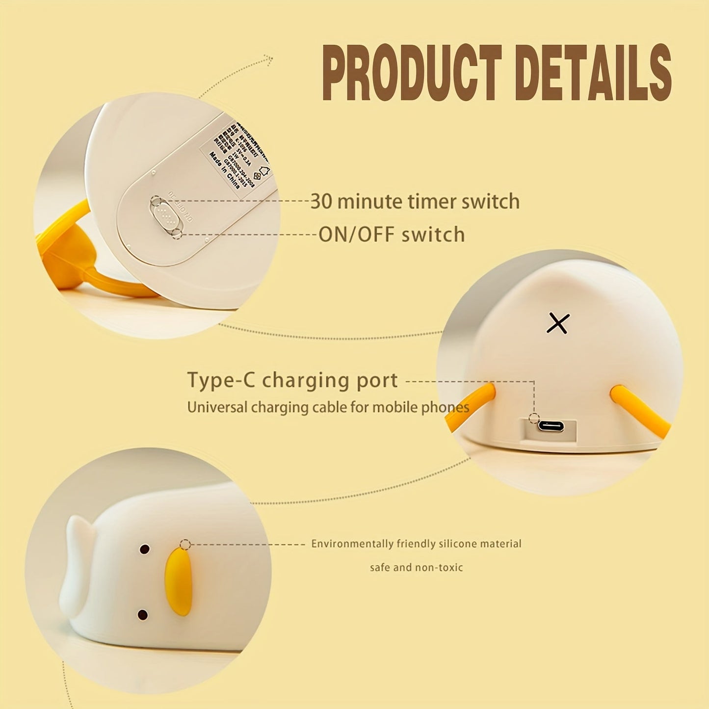 Skanto | Sleeping Duck Lamp - Rechargeable Dimmable Silicone Night Light