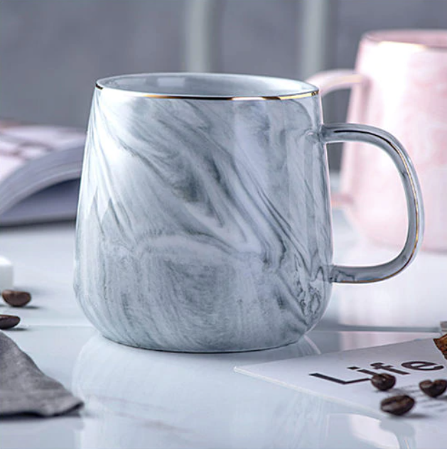 BowLift | Marble Ceramic Mug with Gold Inlay Handle Dishwasher Safe