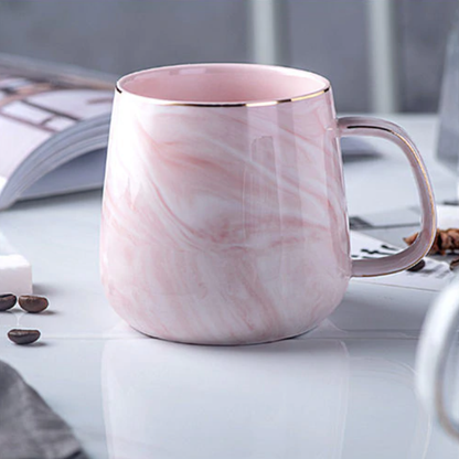 BowLift | Marble Ceramic Mug with Gold Inlay Handle Dishwasher Safe