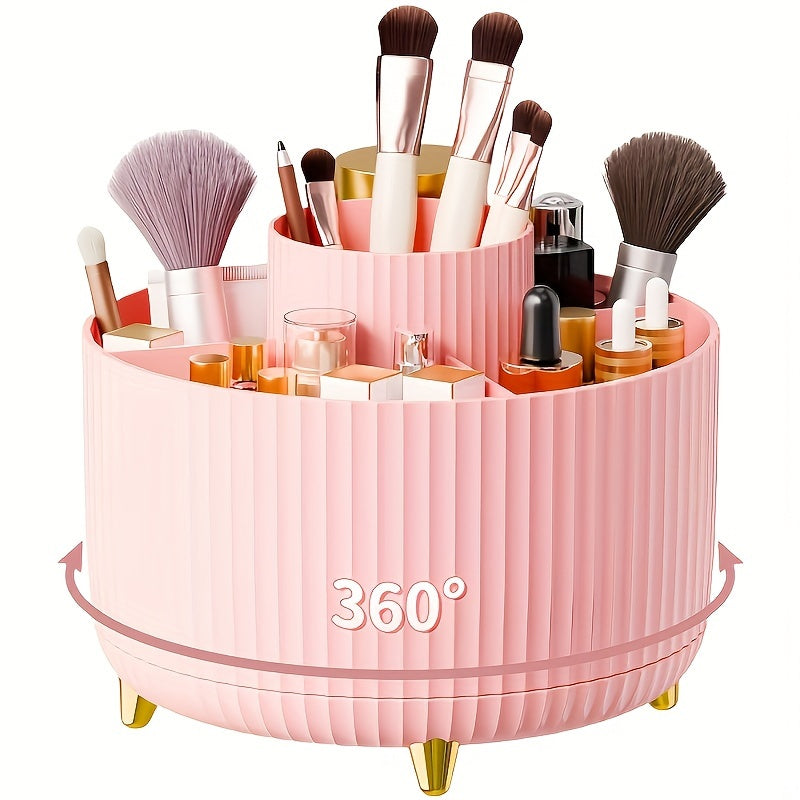 Skanto | GlamSpin – 360° Rotation Makeup & Desk Organizer with 5 Compartments