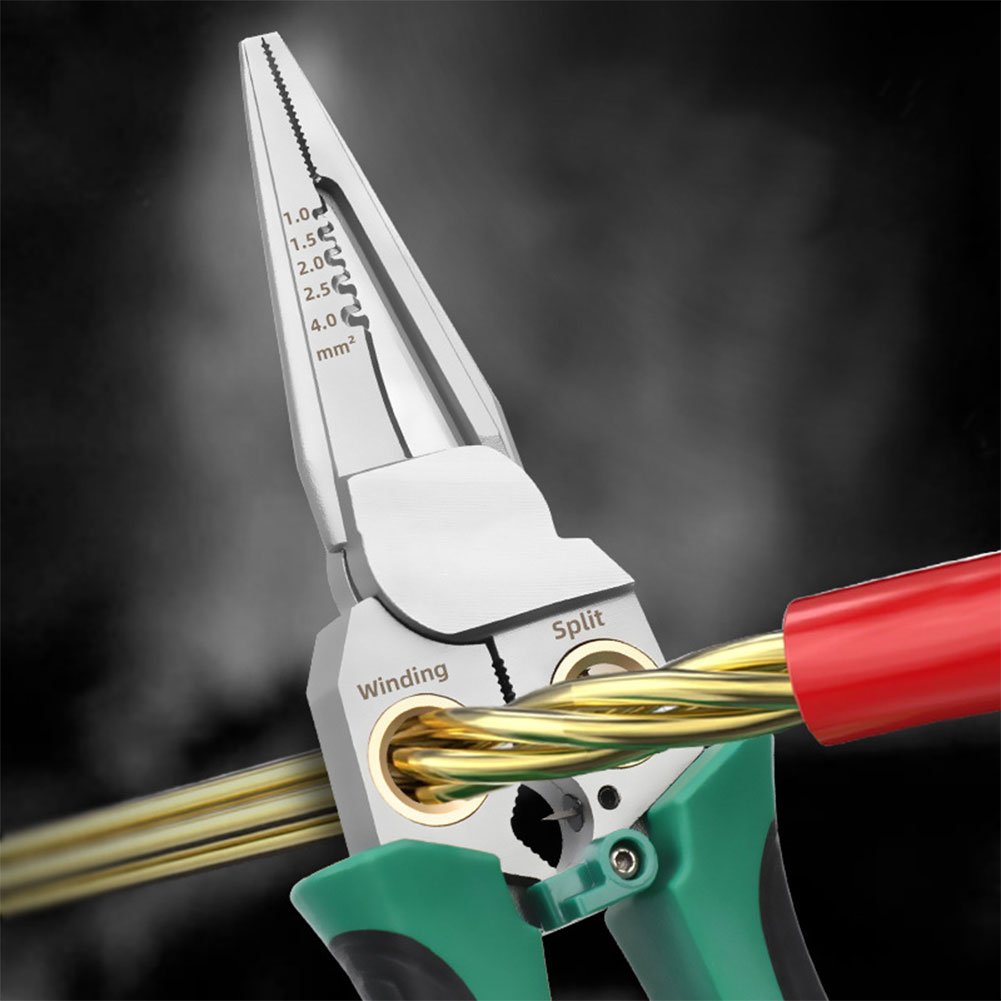 Skanto | 8-in-1 Wire Stripper Twister for Cutting and Stripping Wires, Cable Shears, Voltage Tester Pliers, 12V to 250V Live