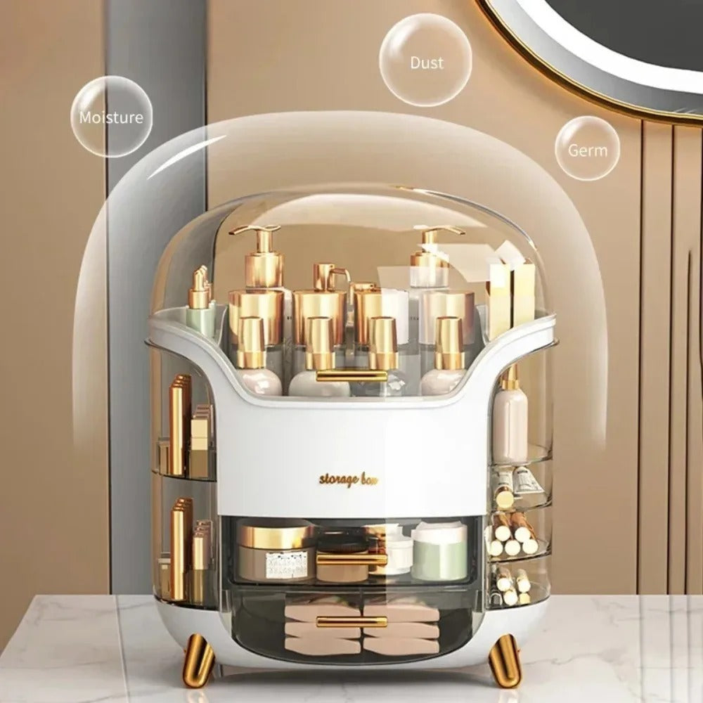 Luxury transparent Make-up Organizer with rotating doors and drawers | Brehn