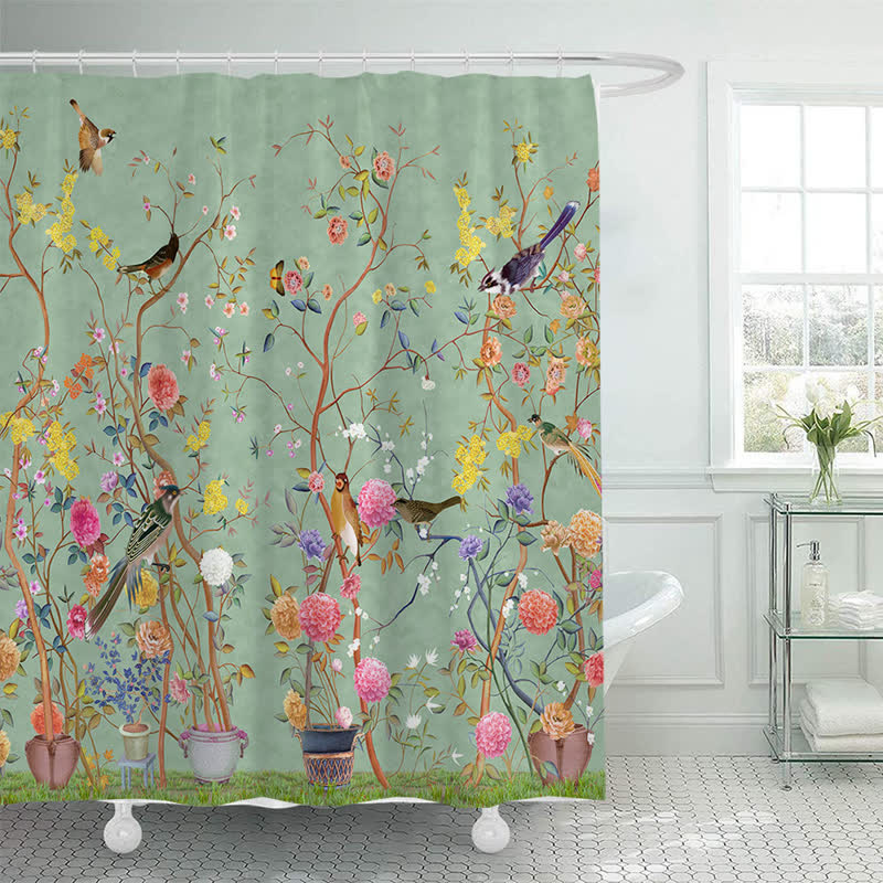 Rustic waterproof decorative shower curtain
