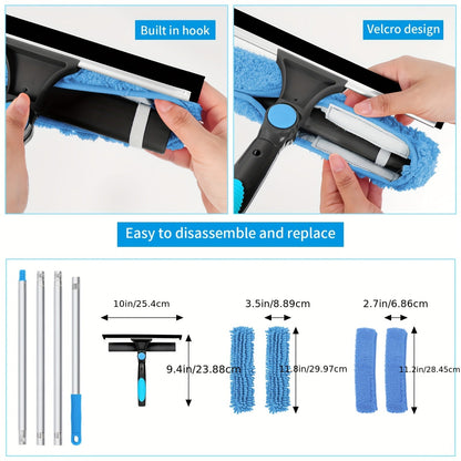 Skanto | Crystal Clear Window Cleaner – Professional 2-in-1 Telescopic Window and Glass Cleaning System