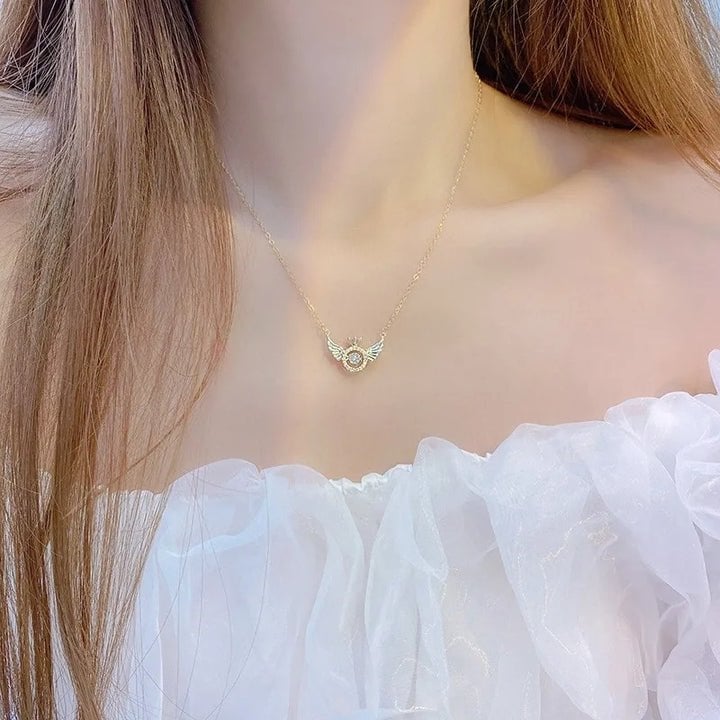 Skanto | Angel Wings Necklace – Titanium Steel Pendant with Rhinestones