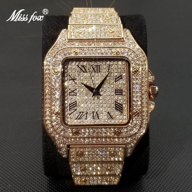 BowLift | MISSFOX Ice Out Square Watch for Men