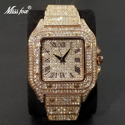 BowLift | MISSFOX Ice Out Square Watch for Men