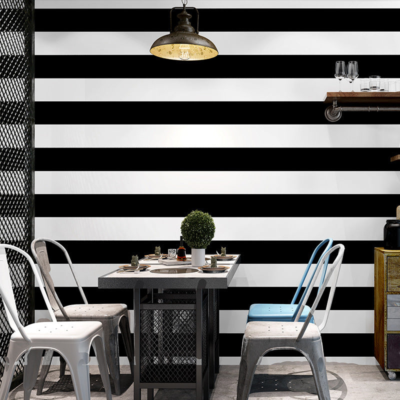 Karnz | Simple Wide Stripes Non-Adhesive Wallpaper for Coffee Rooms and Clothing Stores, 33-Foot x 20.5-Inch