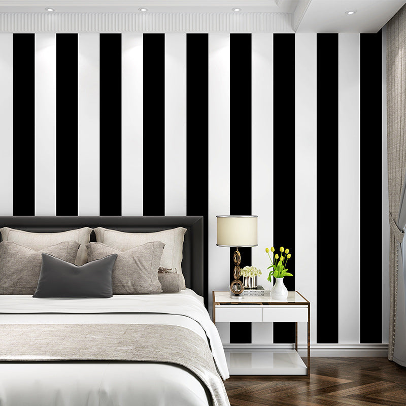 Karnz | Simple Wide Stripes Non-Adhesive Wallpaper for Coffee Rooms and Clothing Stores, 33-Foot x 20.5-Inch