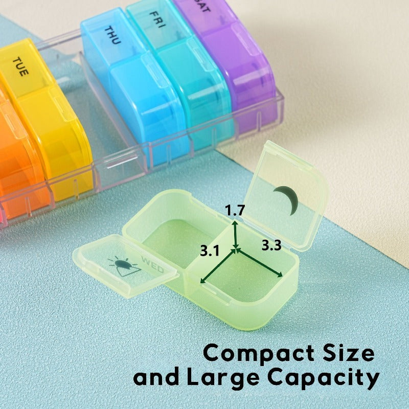 BowLift | AM PM Weekly Pill Organizer – Travel-Friendly, Large Capacity & BPA-Free