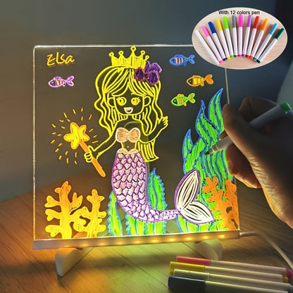 Skanto | USB LED Notepad with 12 Colored Pens - Light Message Board for Office & Home