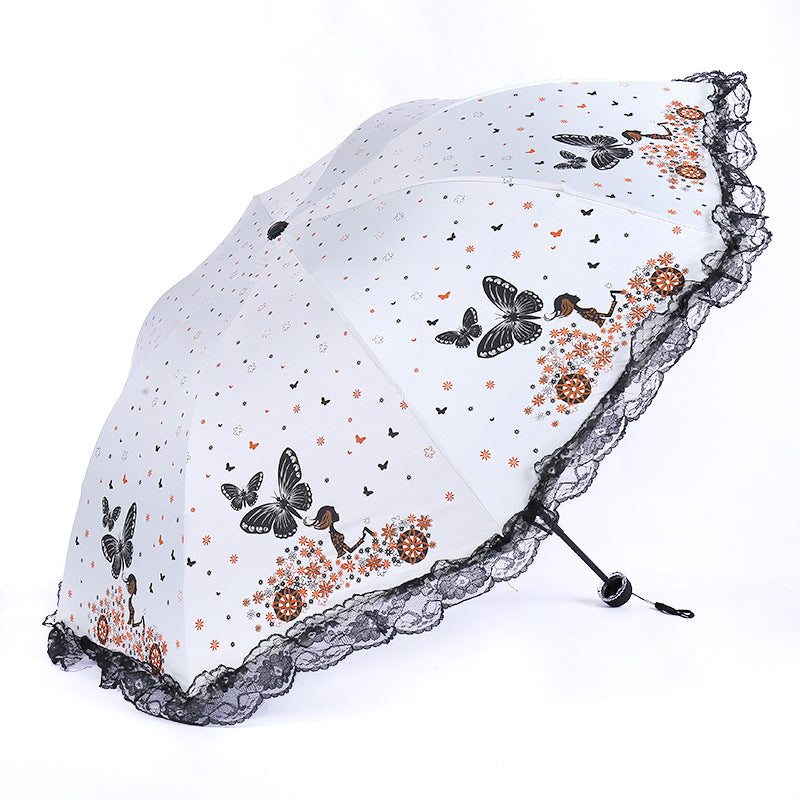 Women's sun umbrella with romantic butterfly design Bowlift