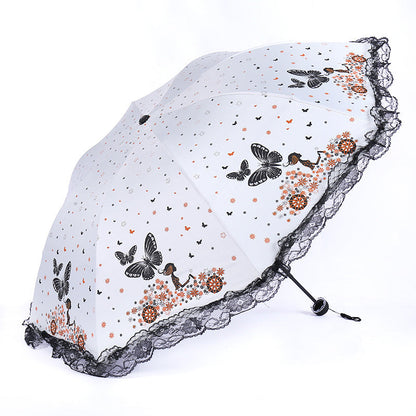 Women's sun umbrella with romantic butterfly design Bowlift