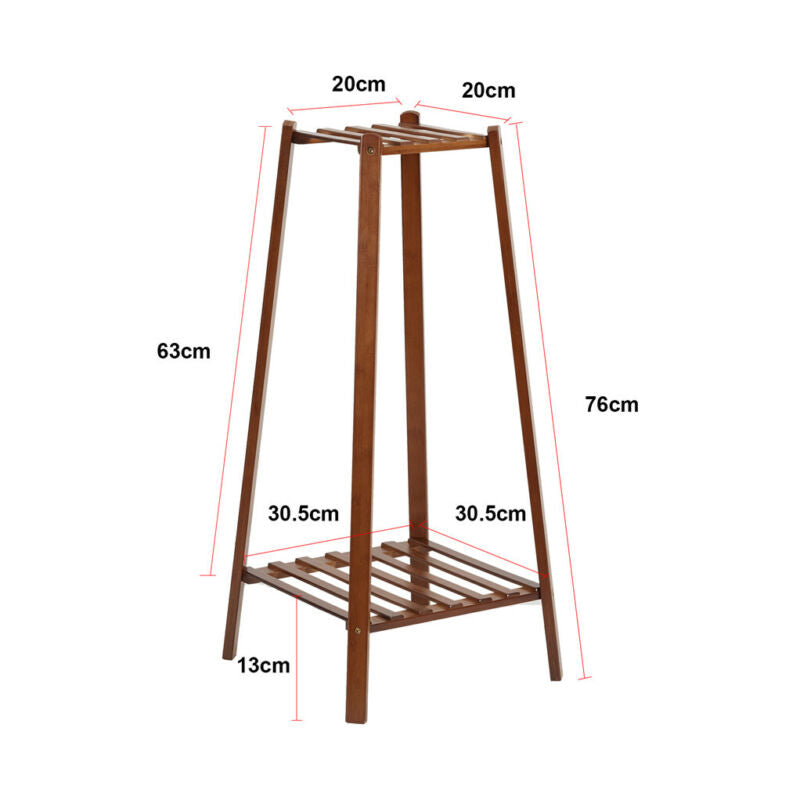 Skanto | 2 Tier Tall Plant Stand Pot Holder Small Space Table Garden Flower Pot Brown