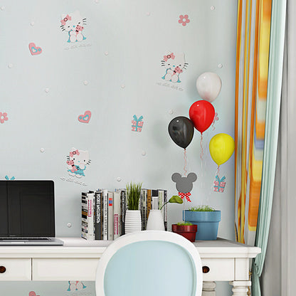 Brehn | 3D Cute Kitty Wallpaper for Girls Moisture-resistant Unpainted 20.5 inches x 33 feet